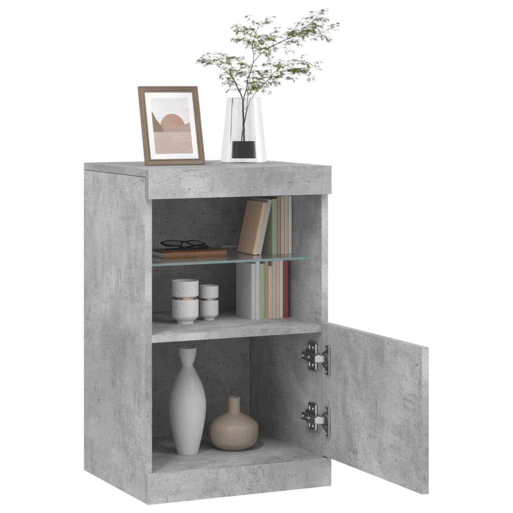 Sideboard with LED Lights Concrete Grey 41x37x67 cm