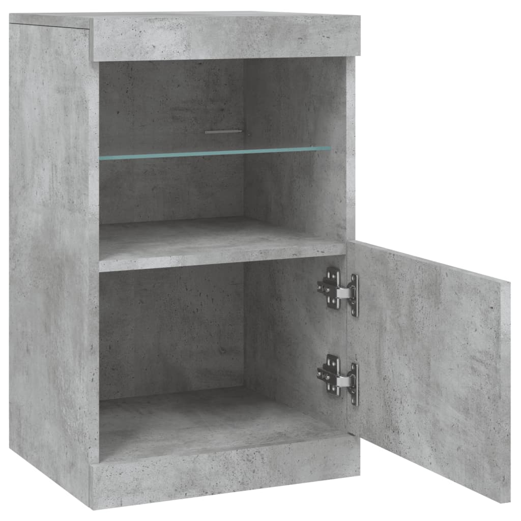 Sideboard with LED Lights Concrete Grey 41x37x67 cm