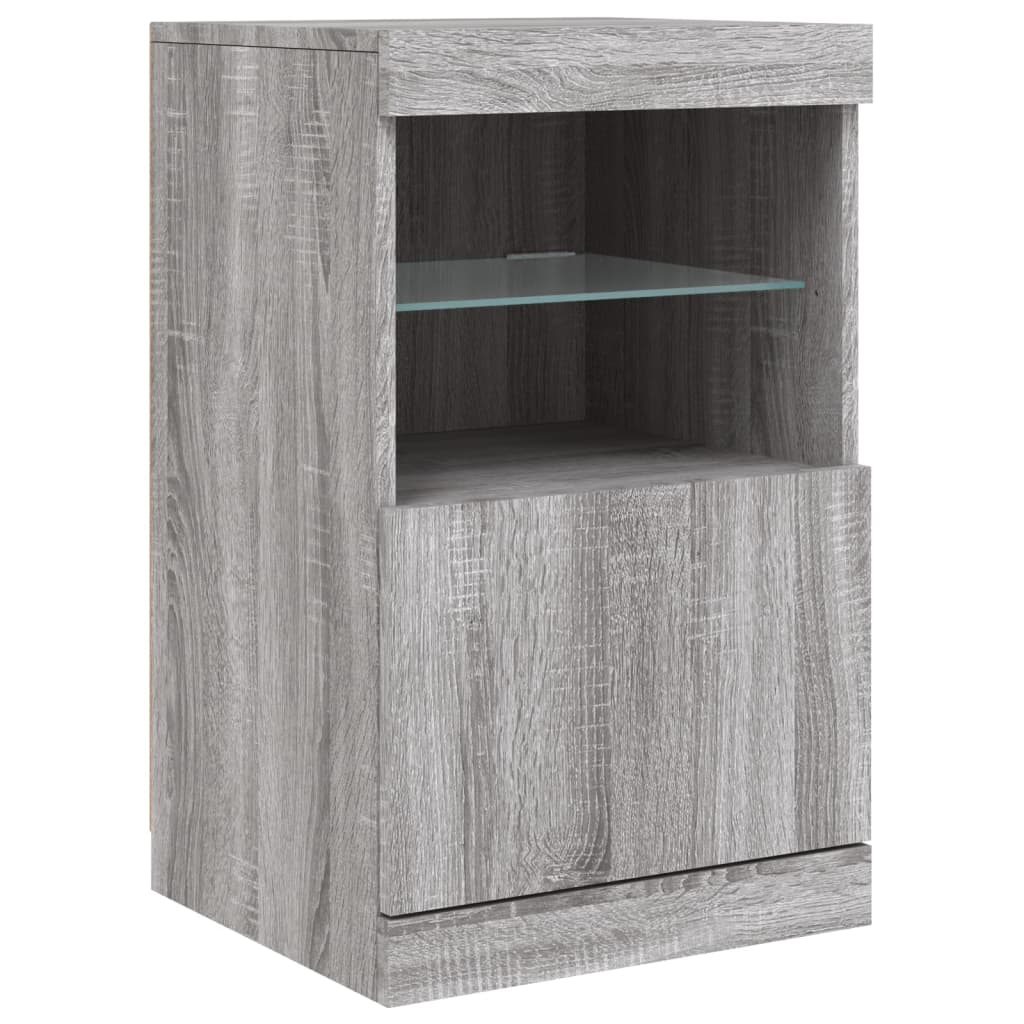 Sideboard with LED Lights Grey Sonoma 41x37x67 cm