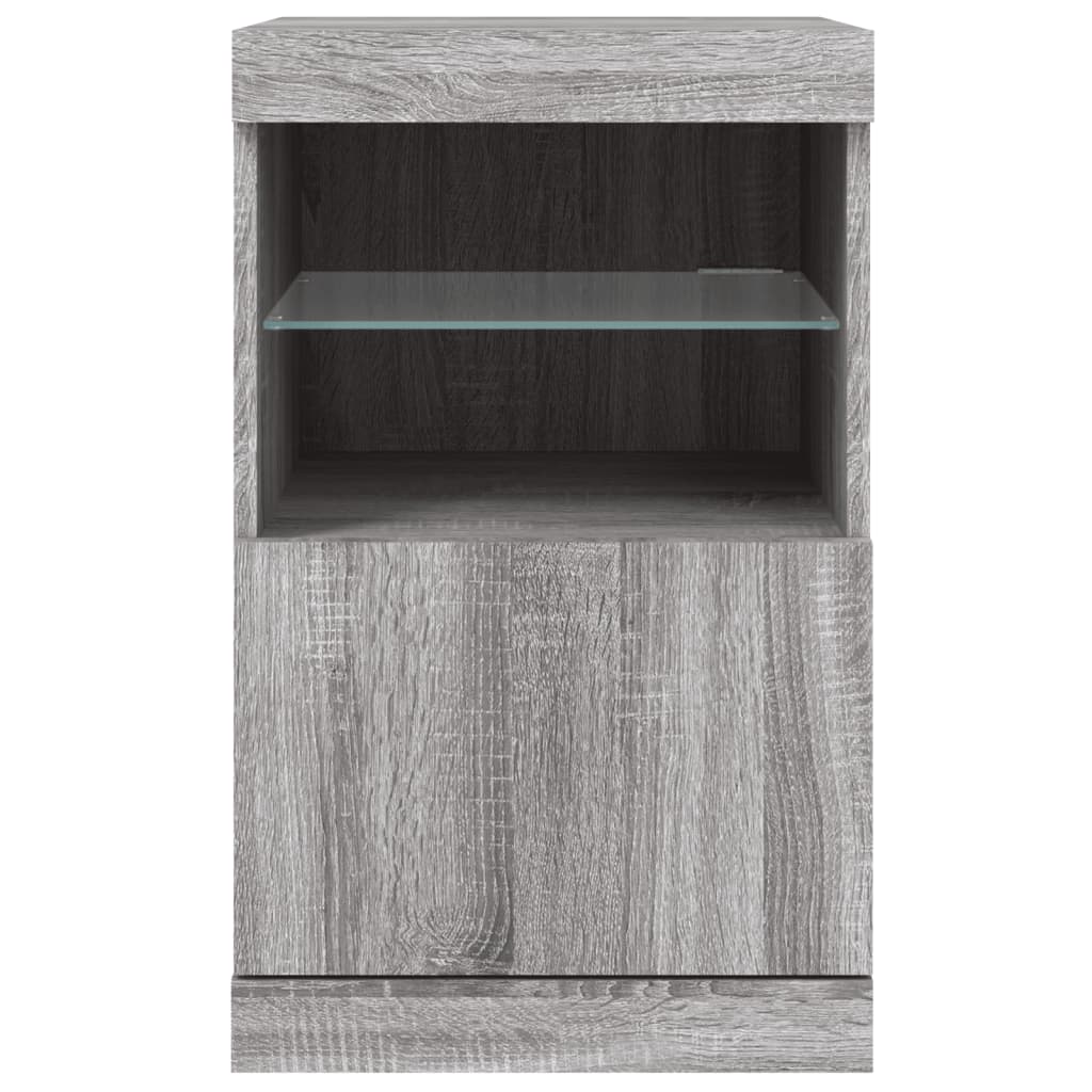 Sideboard with LED Lights Grey Sonoma 41x37x67 cm