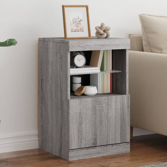 Sideboard with LED Lights Grey Sonoma 41x37x67 cm