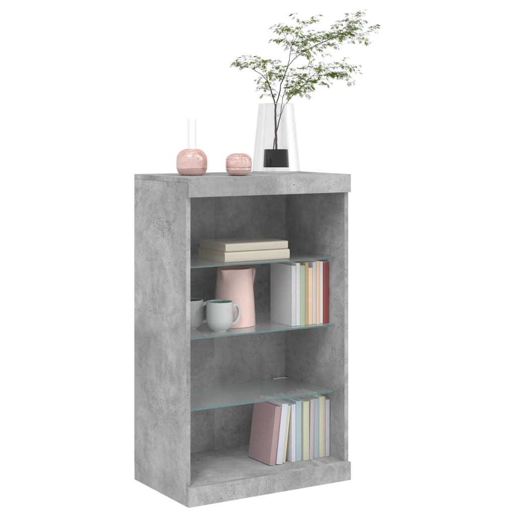 Sideboard with LED Lights Concrete Grey 60.5x37x100 cm