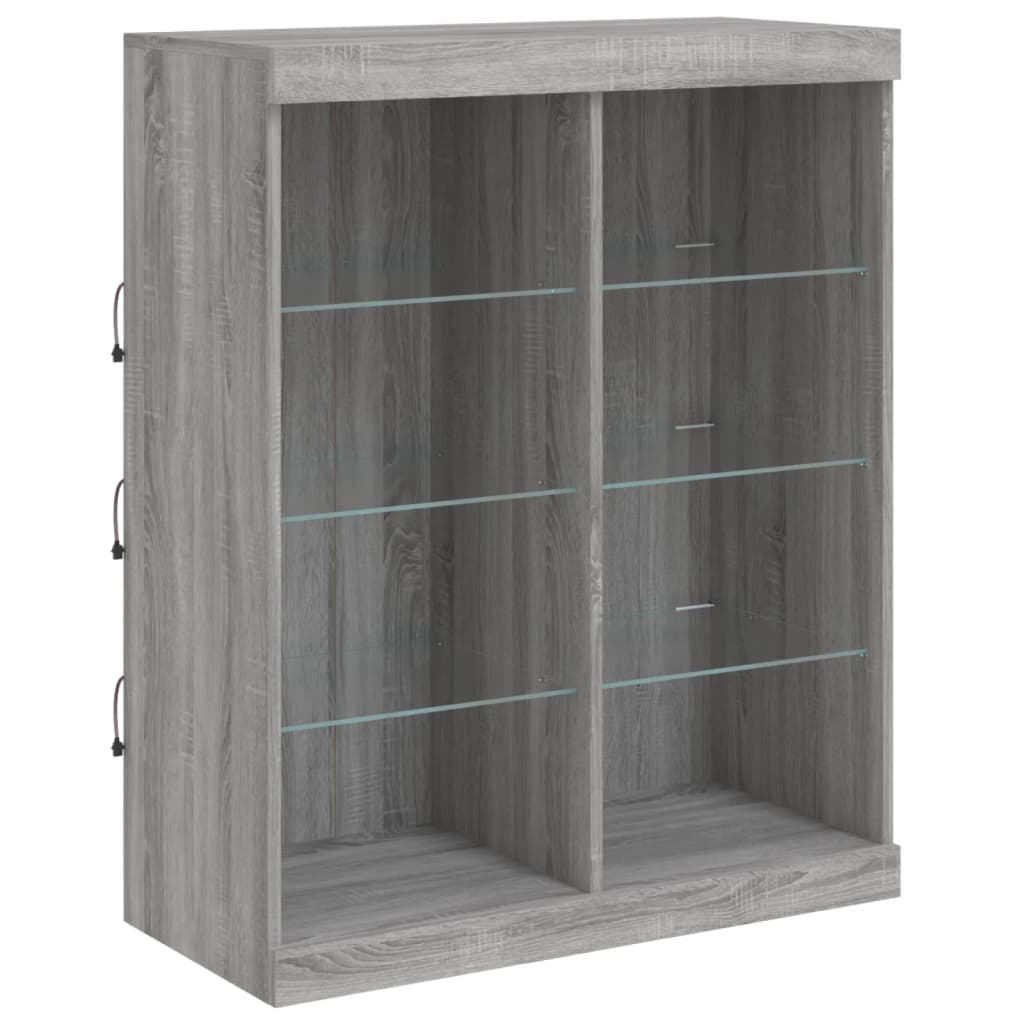 Sideboard with LED Lights Grey Sonoma 81x37x100 cm