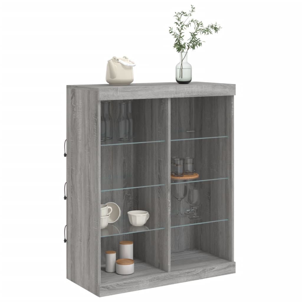 Sideboard with LED Lights Grey Sonoma 81x37x100 cm