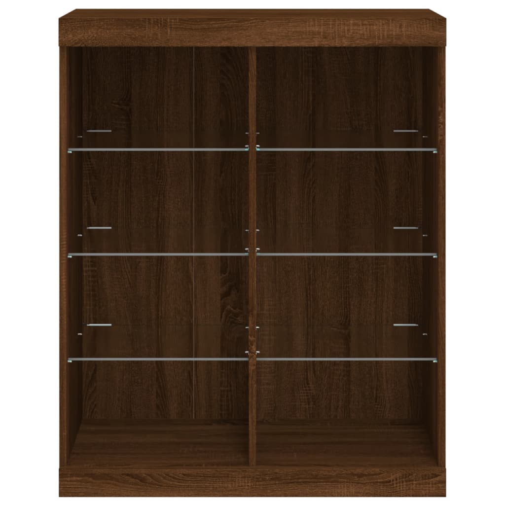 Sideboard with LED Lights Brown Oak 81x37x100 cm