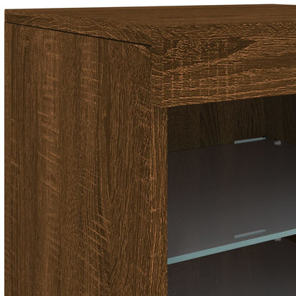 Sideboard with LED Lights Brown Oak 41x37x67 cm