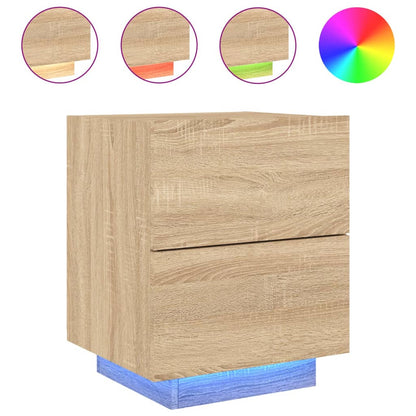 Bedside Cabinets with LED Lights 2 pcs Sonoma Oak Engineered Wood