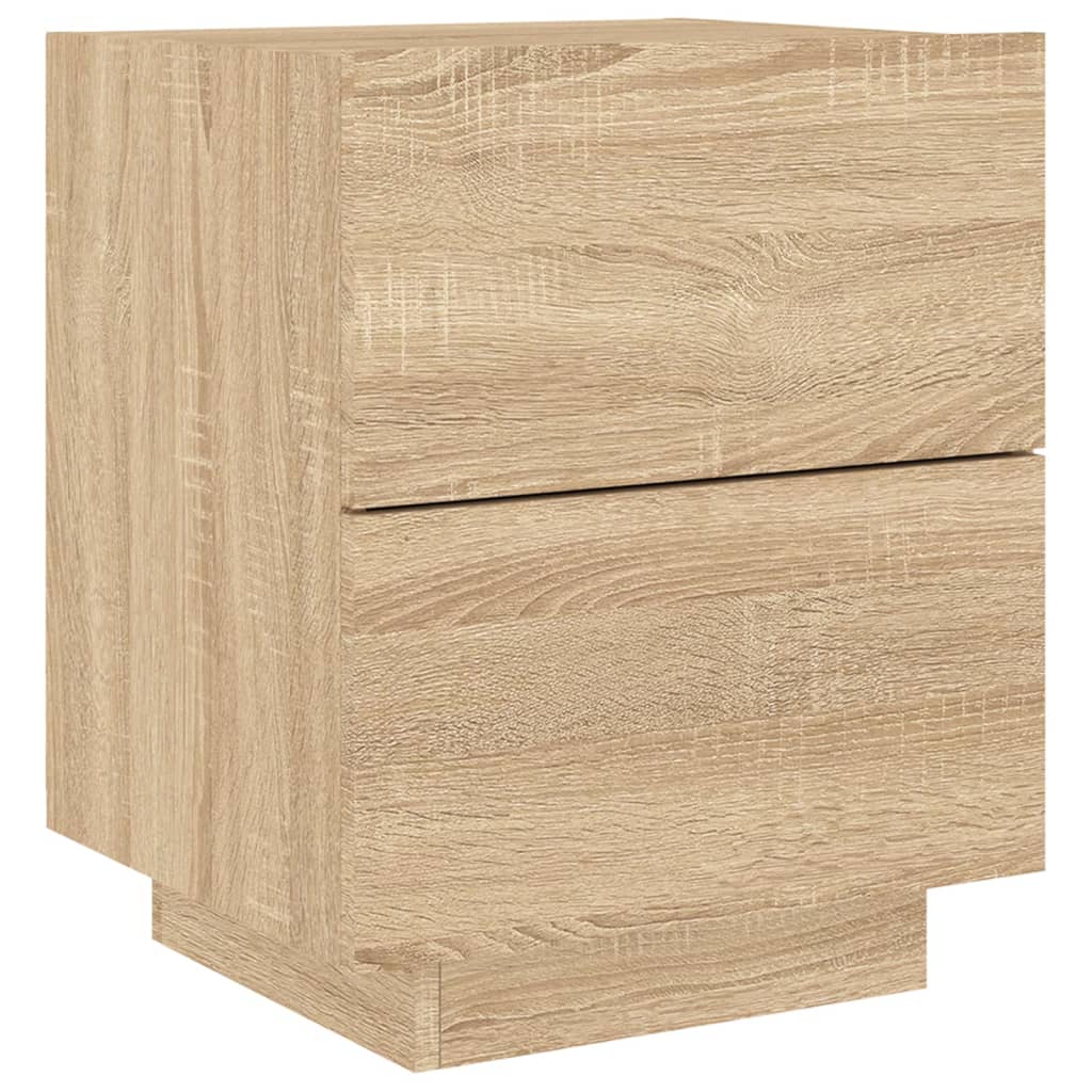 Bedside Cabinets with LED Lights 2 pcs Sonoma Oak Engineered Wood