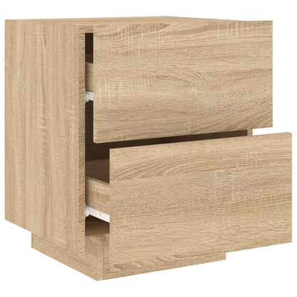 Bedside Cabinets with LED Lights 2 pcs Sonoma Oak Engineered Wood