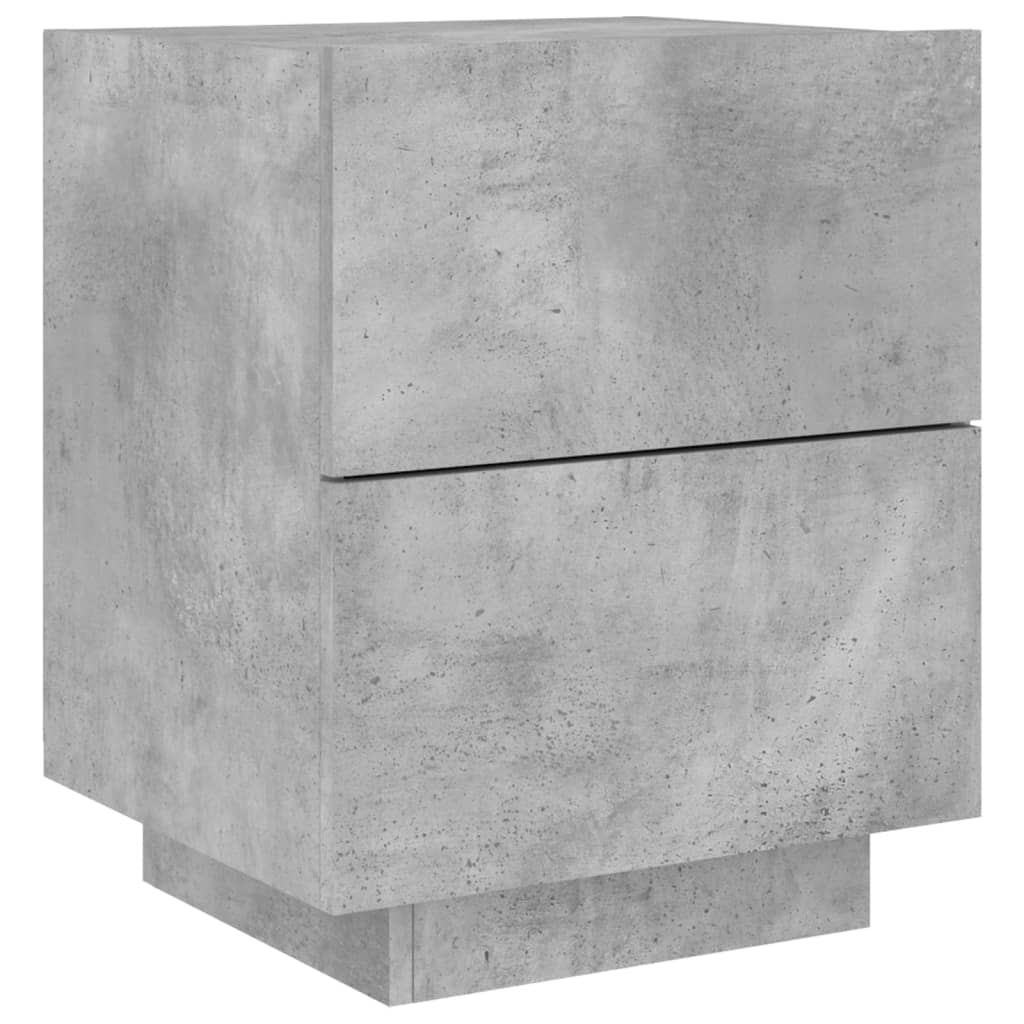 Bedside Cabinet with LED Lights Concrete Grey Engineered Wood