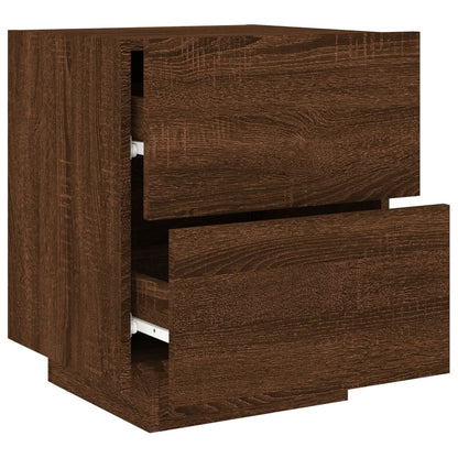 Bedside Cabinets with LED Lights 2 pcs Brown Oak Engineered Wood