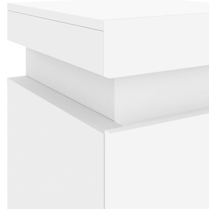 Bedside Cabinet with LED Lights White 35x39x55 cm