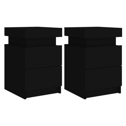 Bedside Cabinets with LED Lights 2 pcs Black 35x39x55 cm