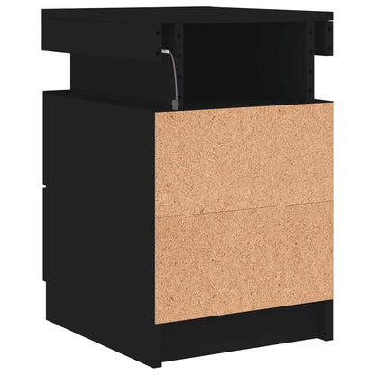 Bedside Cabinets with LED Lights 2 pcs Black 35x39x55 cm