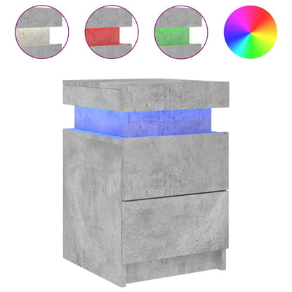 Bedside Cabinet with LED Lights Concrete Grey 35x39x55 cm