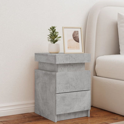 Bedside Cabinet with LED Lights Concrete Grey 35x39x55 cm