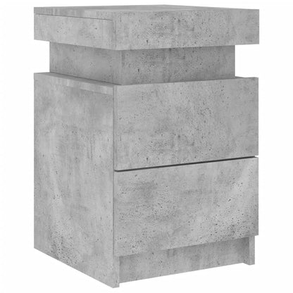 Bedside Cabinet with LED Lights Concrete Grey 35x39x55 cm