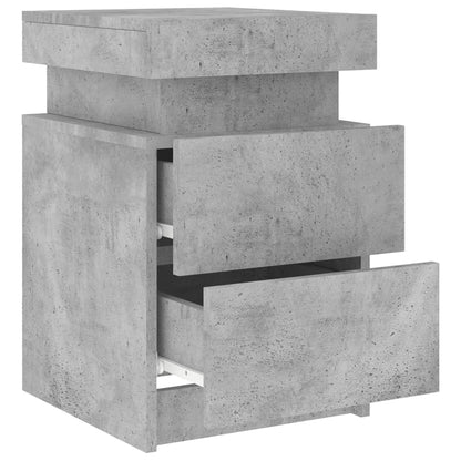 Bedside Cabinet with LED Lights Concrete Grey 35x39x55 cm