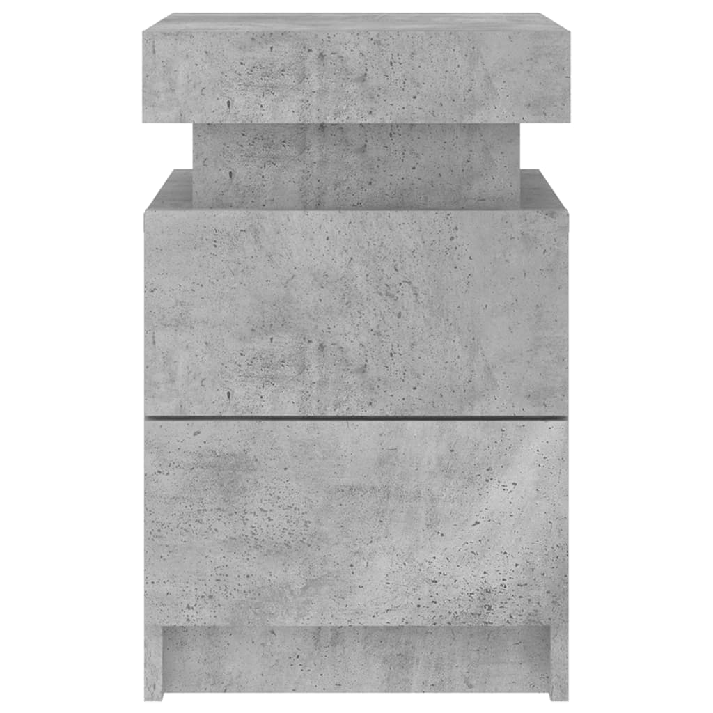 Bedside Cabinet with LED Lights Concrete Grey 35x39x55 cm