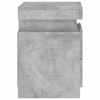 Bedside Cabinet with LED Lights Concrete Grey 35x39x55 cm