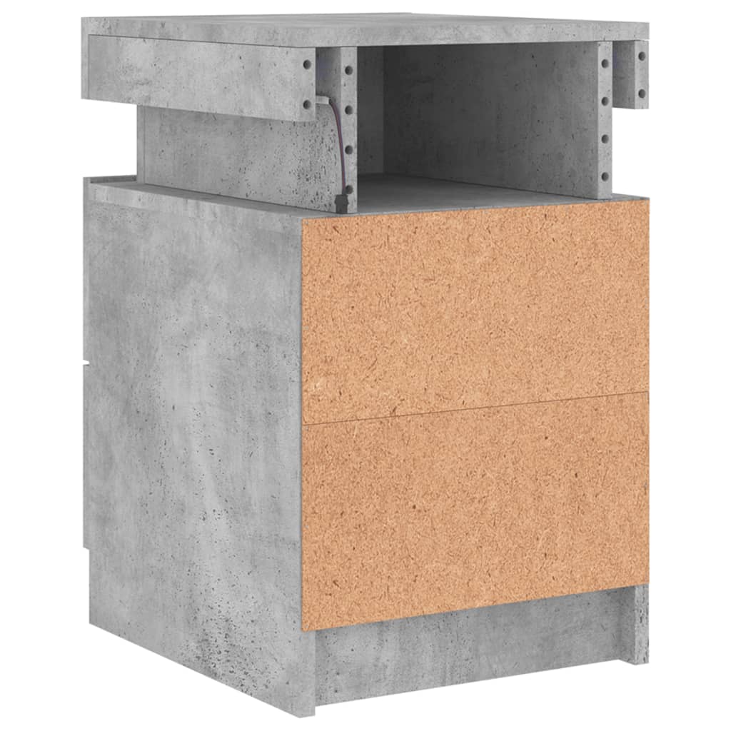 Bedside Cabinet with LED Lights Concrete Grey 35x39x55 cm