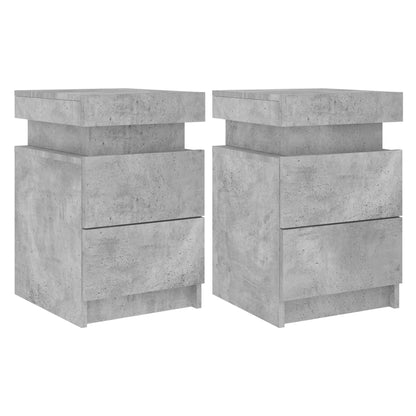 Bedside Cabinets with LED Lights 2 pcs Concrete Grey 35x39x55 cm