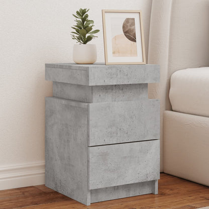 Bedside Cabinets with LED Lights 2 pcs Concrete Grey 35x39x55 cm