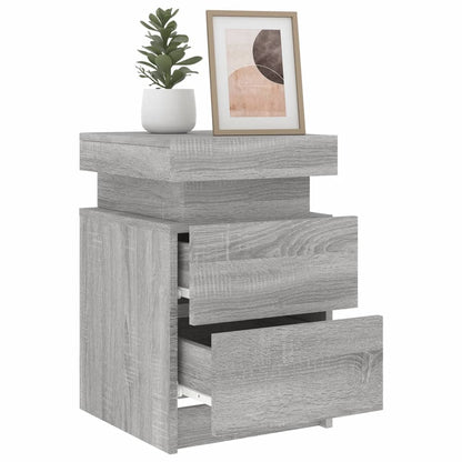 Bedside Cabinet with LED Lights Grey Sonoma 35x39x55 cm