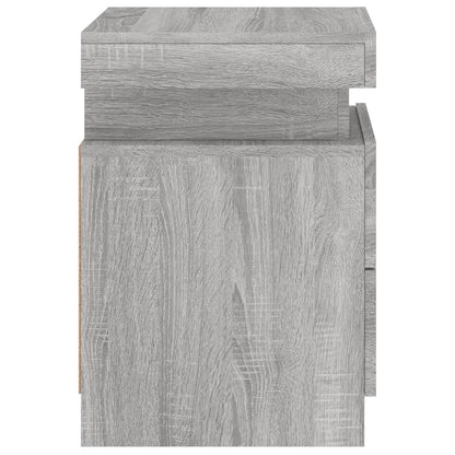 Bedside Cabinet with LED Lights Grey Sonoma 35x39x55 cm