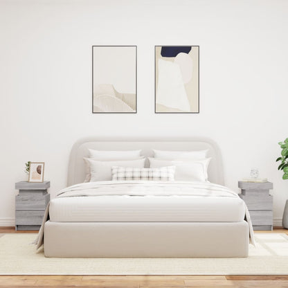 Bedside Cabinets with LED Lights 2 pcs Grey Sonoma 35x39x55 cm