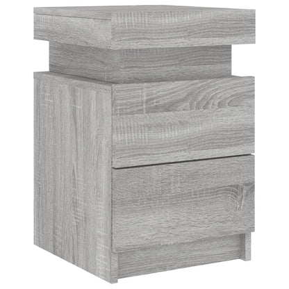 Bedside Cabinets with LED Lights 2 pcs Grey Sonoma 35x39x55 cm