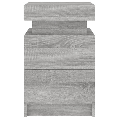 Bedside Cabinets with LED Lights 2 pcs Grey Sonoma 35x39x55 cm