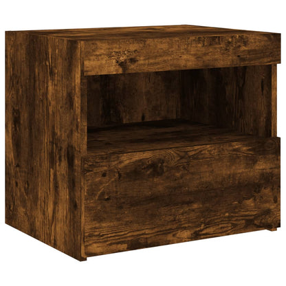 Bedside Cabinets with LED Lights 2 pcs Smoked Oak 50x40x45 cm