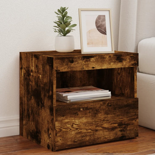 Bedside Cabinets with LED Lights 2 pcs Smoked Oak 50x40x45 cm