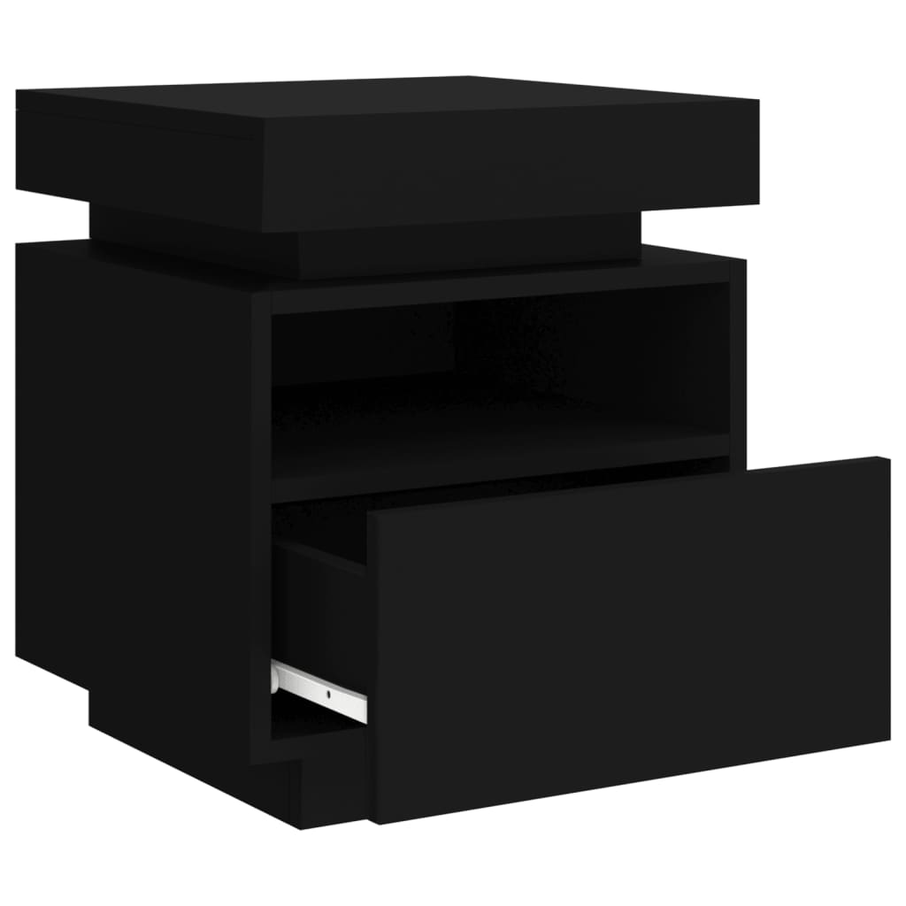 Bedside Cabinets with LED Lights 2 pcs Black 40x39x48.5 cm