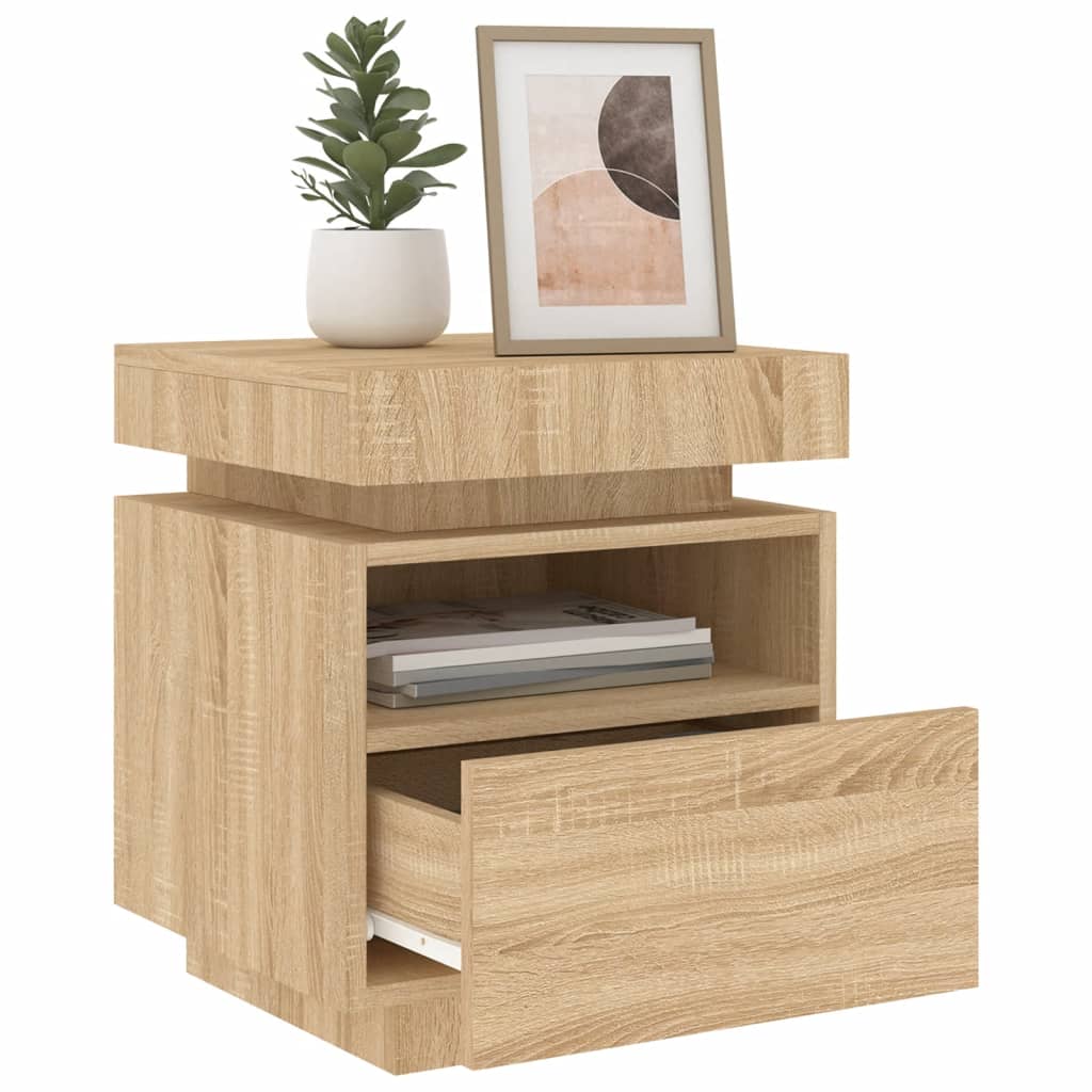 Bedside Cabinets with LED Lights 2 pcs Sonoma Oak 40x39x48.5 cm