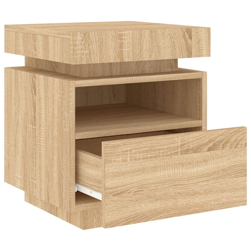 Bedside Cabinets with LED Lights 2 pcs Sonoma Oak 40x39x48.5 cm