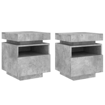 Bedside Cabinets with LED Lights 2 pcs Concrete Grey 40x39x48.5 cm