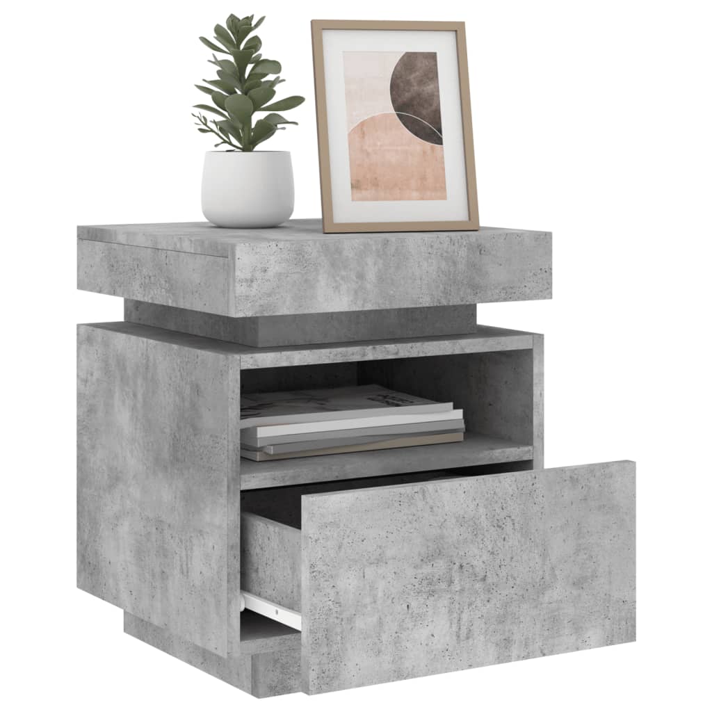 Bedside Cabinets with LED Lights 2 pcs Concrete Grey 40x39x48.5 cm