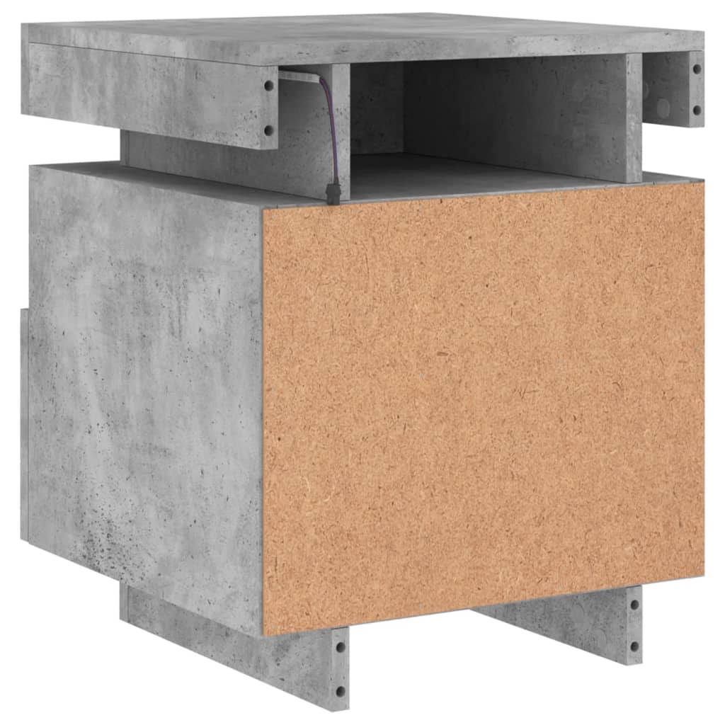 Bedside Cabinets with LED Lights 2 pcs Concrete Grey 40x39x48.5 cm