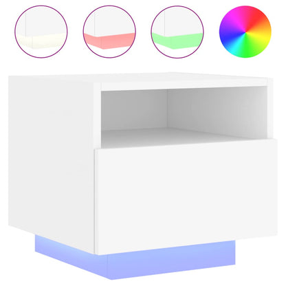 Bedside Cabinet with LED Lights White 40x39x37 cm