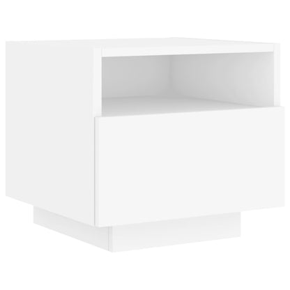 Bedside Cabinet with LED Lights White 40x39x37 cm