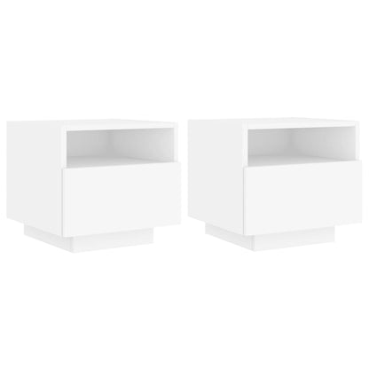 Bedside Cabinets with LED Lights 2 pcs White 40x39x37 cm