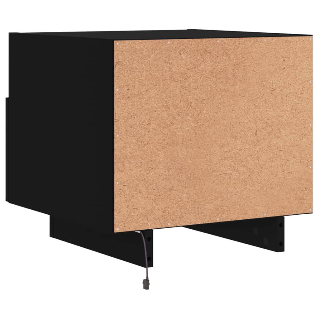 Bedside Cabinet with LED Lights Black 40x39x37 cm