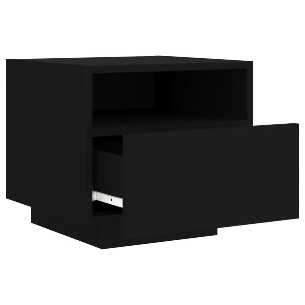 Bedside Cabinets with LED Lights 2 pcs Black 40x39x37 cm