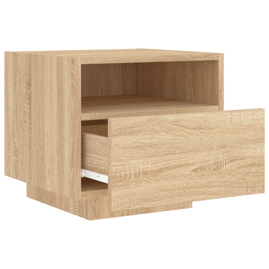 Bedside Cabinet with LED Lights Sonoma Oak 40x39x37 cm