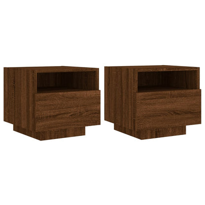 Bedside Cabinets with LED Lights 2 pcs Brown Oak 40x39x37 cm