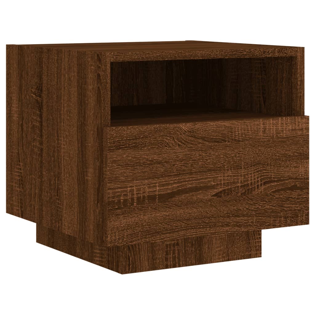 Bedside Cabinets with LED Lights 2 pcs Brown Oak 40x39x37 cm