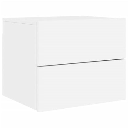 Wall-mounted Bedside Cabinet with LED Lights White