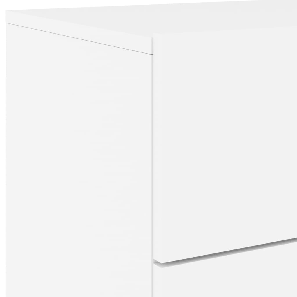 Wall-mounted Bedside Cabinet with LED Lights White